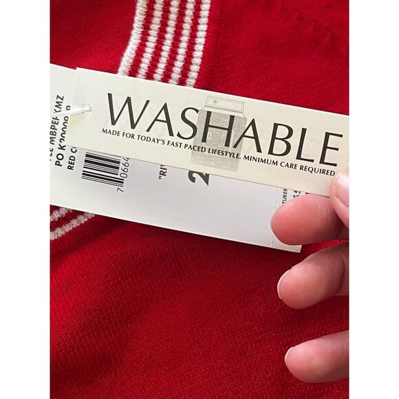 NWT Maggie McNaughton Riviera 2X Red Combo Sweater With White Stripes - Picture 6 of 8